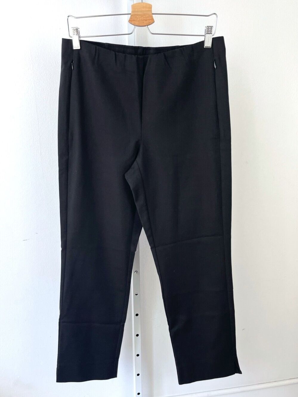 J. JILL 10 TALL Essential Cotton Stretch Crop Ankle Pants Zipper Pockets Black